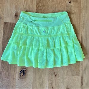 Lululemon Pace Setter Skirt Neon Green/Yellow Dots